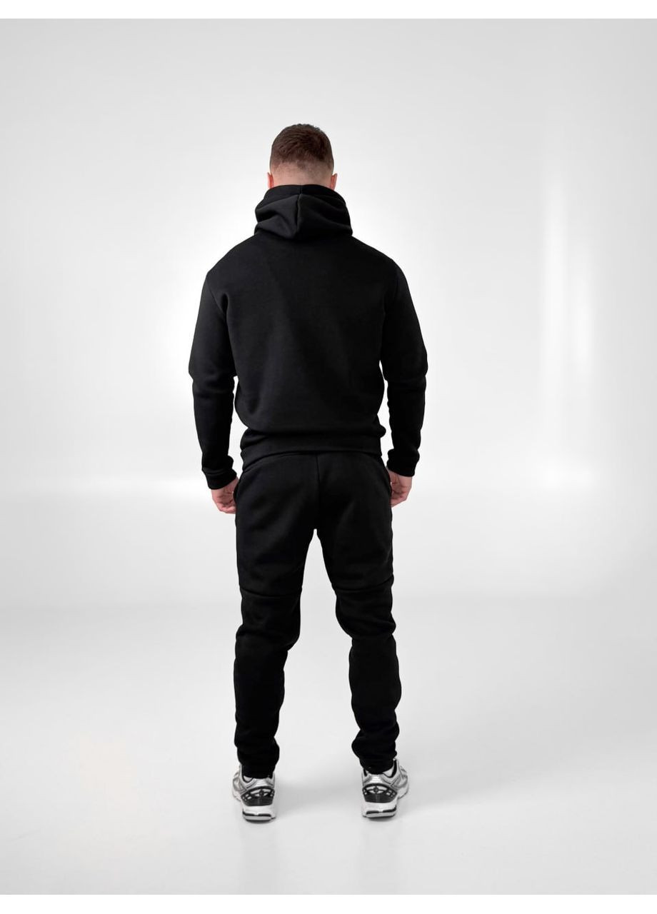 Зимовий спортивний костюм з начосом чорний худі + чорні штани Vakko (365716590)