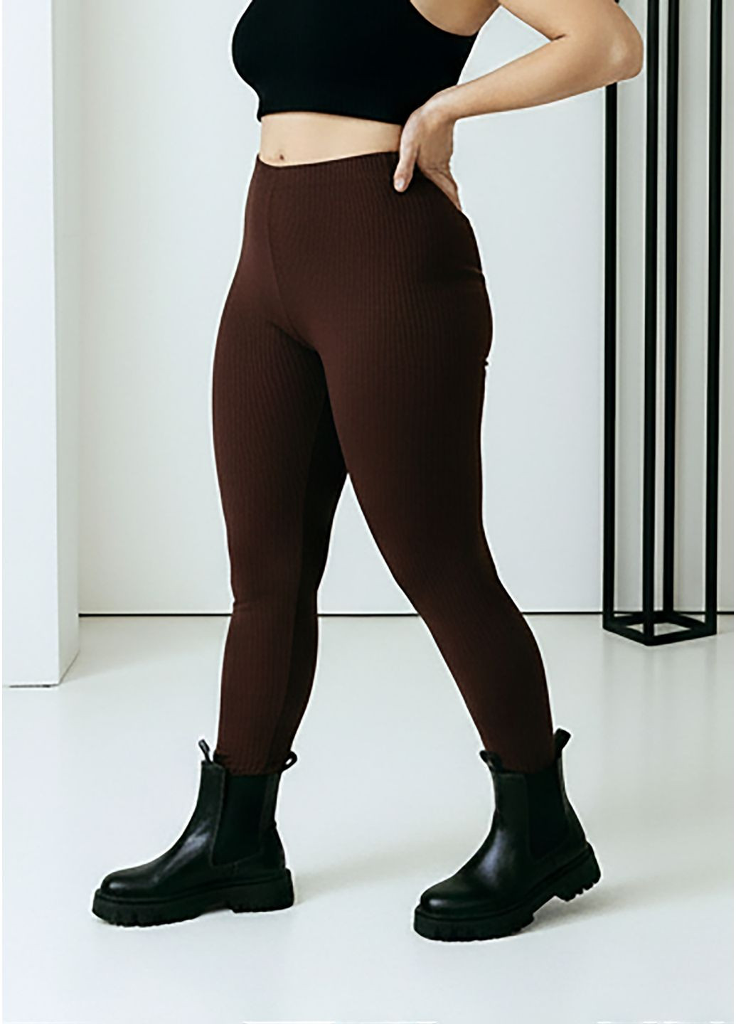 Женские утеплённые лосины из стрейч-ткани “Рубчик” с начёсом Tailer (370370551)