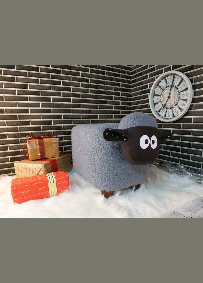 Пуф дитячий Баранчик Шон Meblityt 45х30х30 Сірий (BHO200108) INSI Wood (314464594)