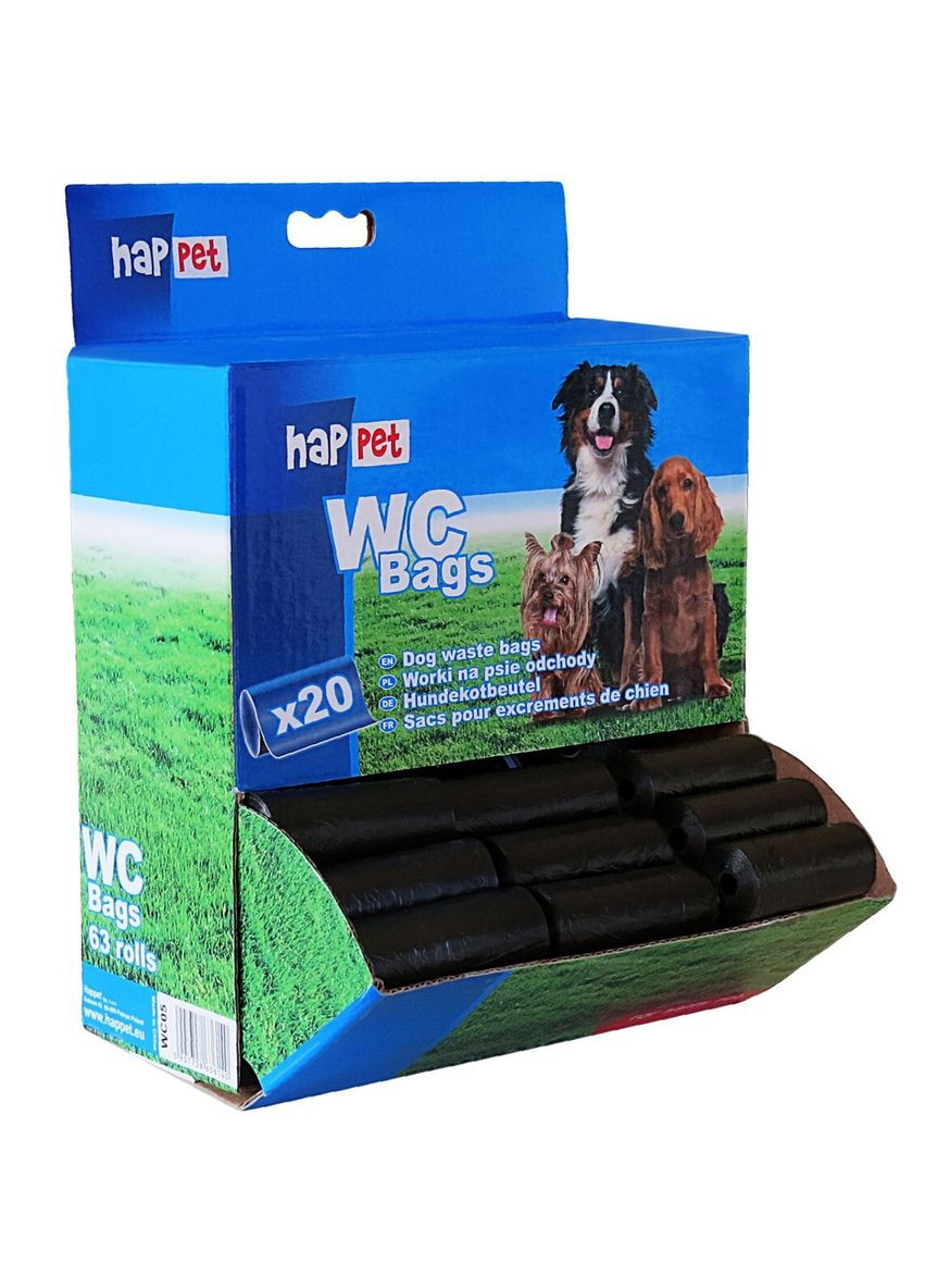 Дисплей - кульочки для собачих фекаліїв (1 дисплей - 63 ролли х 20шт) Happet (353303383)