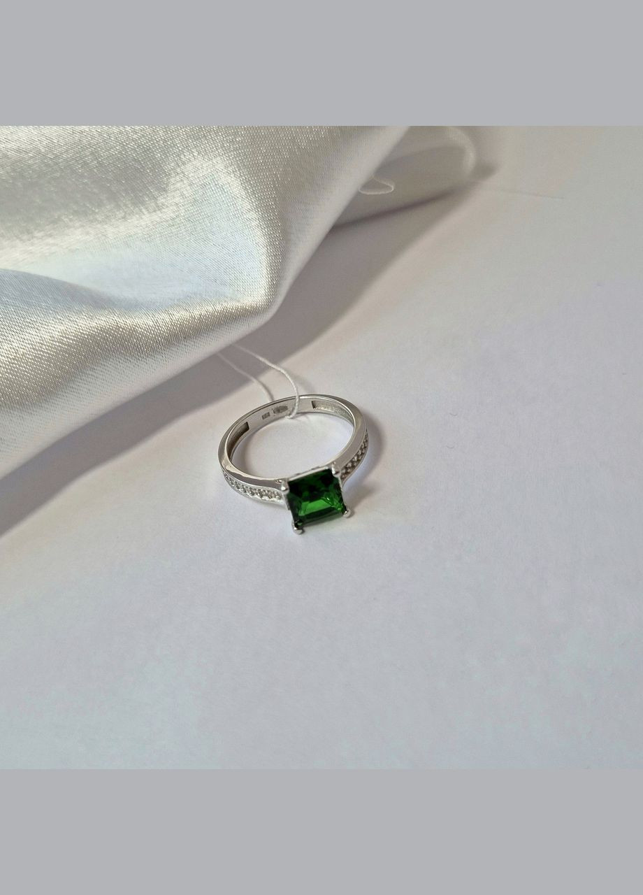 Серебряное кольцо Квадрат с Зеленым камнем размер серебро 925 пробы Родированное 439к 2.61г No Brand (306741951)
