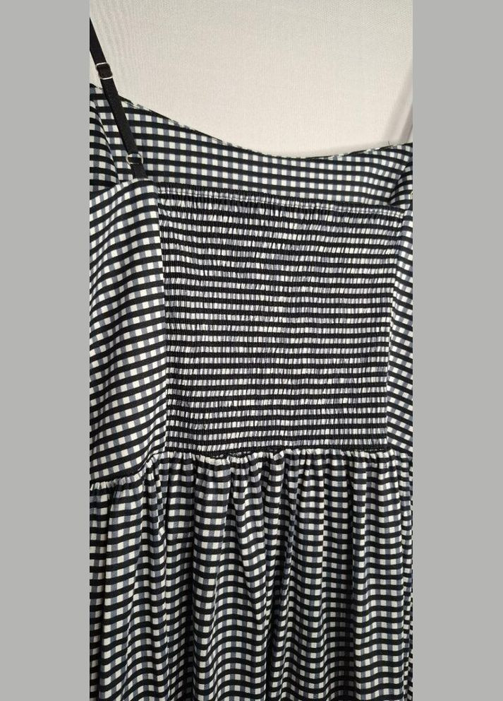 Комбінована сарафан жіночий чорно-білий в клітинку mkks577-1 KAPTSOVA