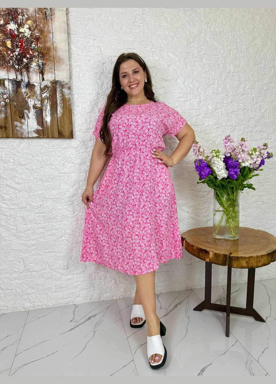 Рожева плаття подовжене літнє Україна з квітковим принтом