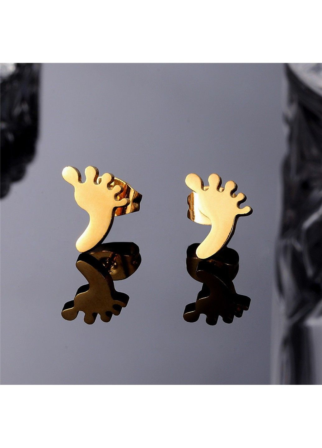 Серьги ножка из нержавеющей медицинской стали с позолотой ES-163 No Brand (299330504)