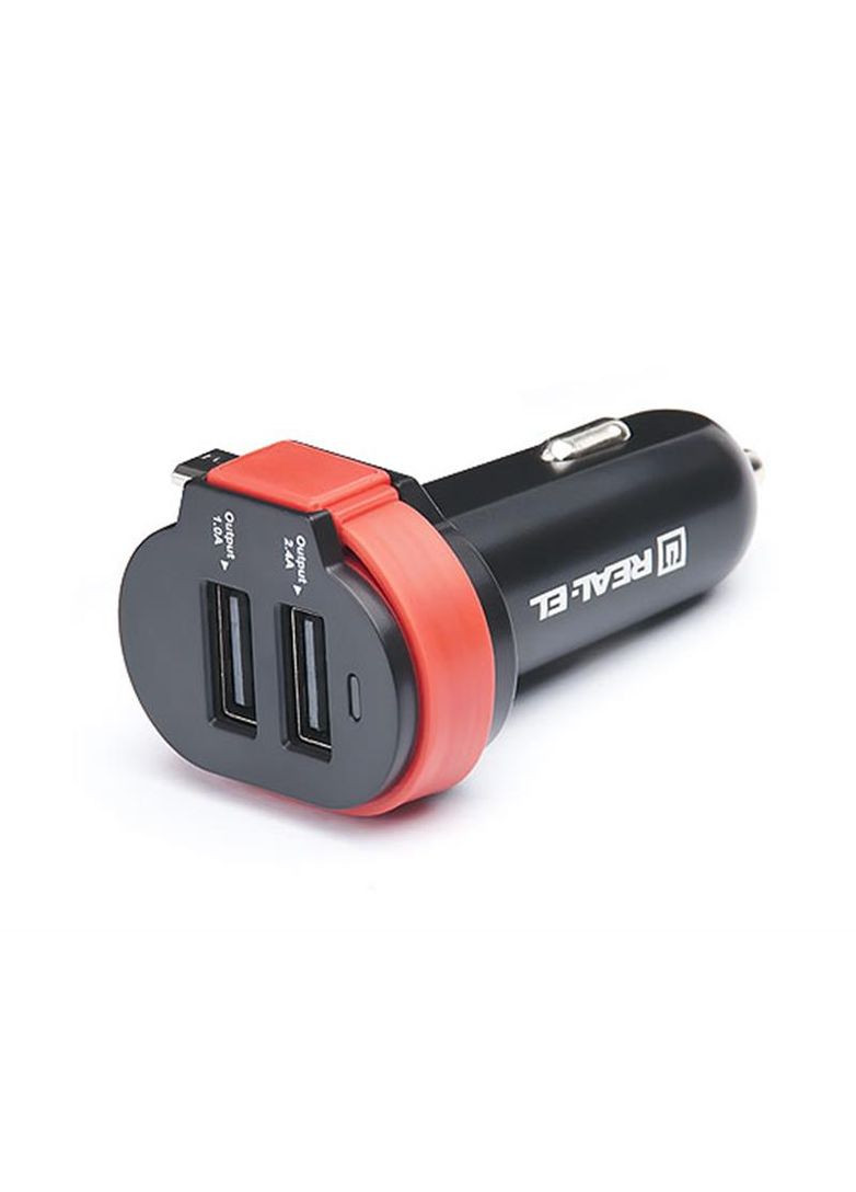 Автомобильное зарядное устройство для CA-35 (3USBx3.4A) Black/Orange + кабель microUSB Real-El (341486111)