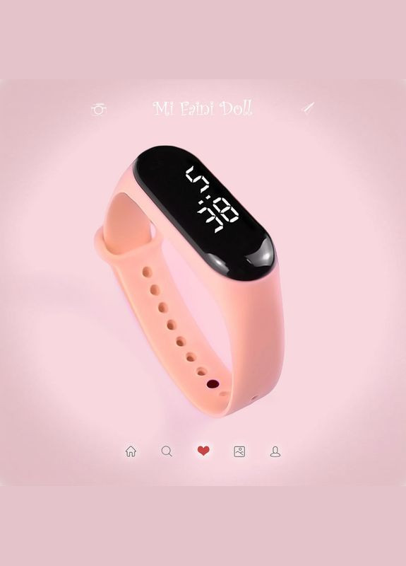 Дитячий сенсорний електронний годинник з браслетом водонепроникний Персиковий PRC (262890098)