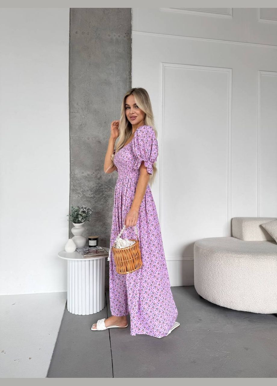 Светло-лиловое повседневный, вечернее, кэжуал женское платье FINO Mode в горошек