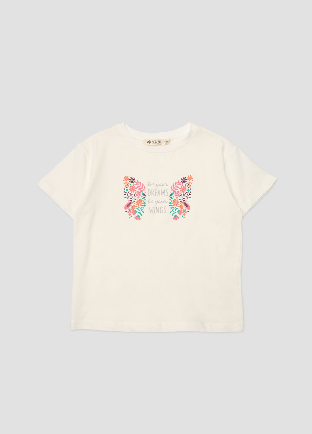 Молочная летняя футболка с коротким рукавом для девочки цвет молочный цб-00274872 Yuki