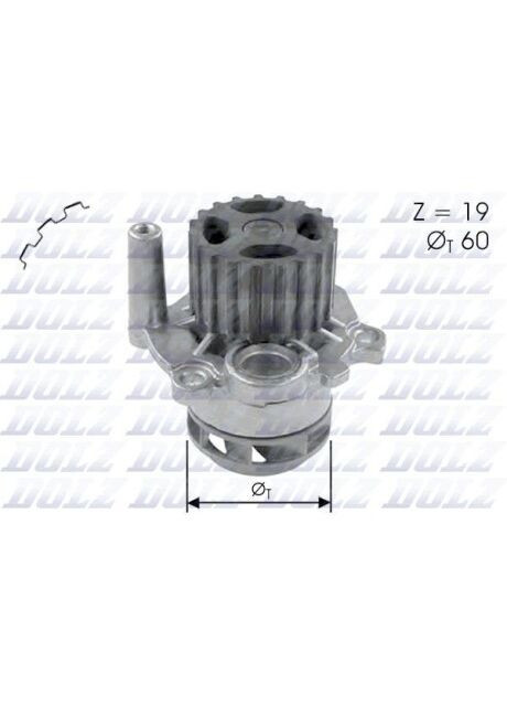 Помпа водяна SKODA FABIA 1.9SDI 11/1999- A197 Dolz (366299823)