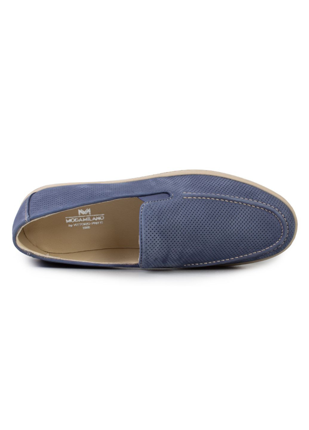 Синие повседневные туфли лоферы мужские бренда 9200467_(6) ModaMilano без шнурков