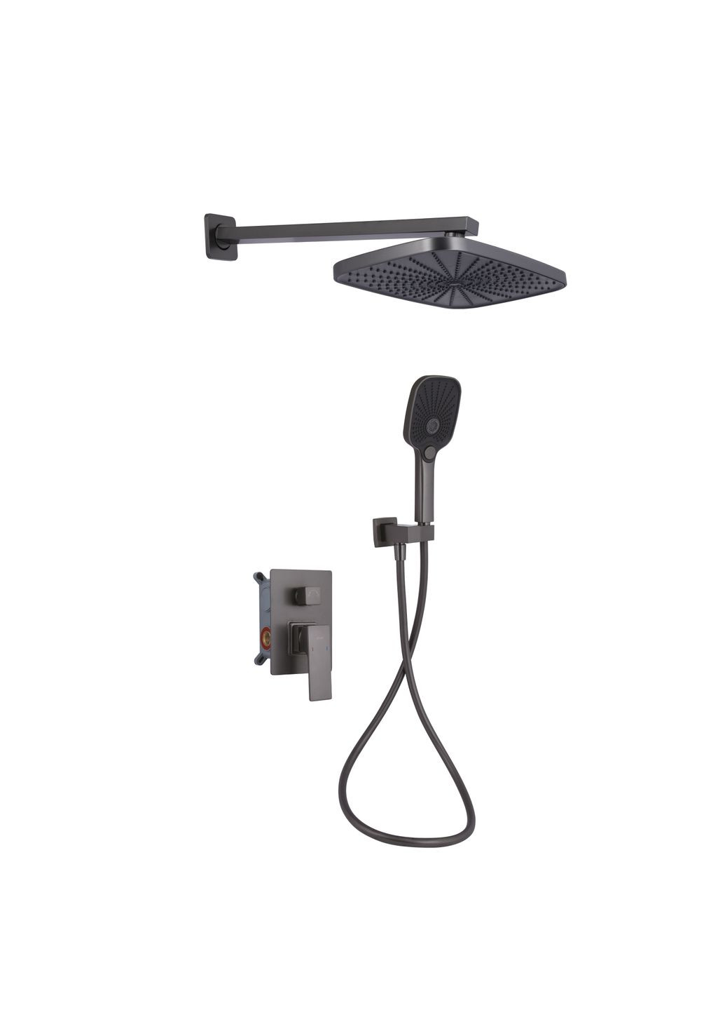 Душевая система для душа Gemini скрытого монтажа на два потребителя QTGEM113GMB45698 Gunmetal Black PVD Qtap (332055101)