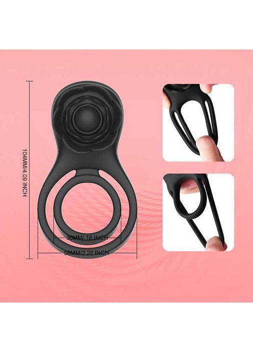 Смарт виброкольцо на пенис и мошонку Love Spouse "Роза" черный No Brand (366892153)