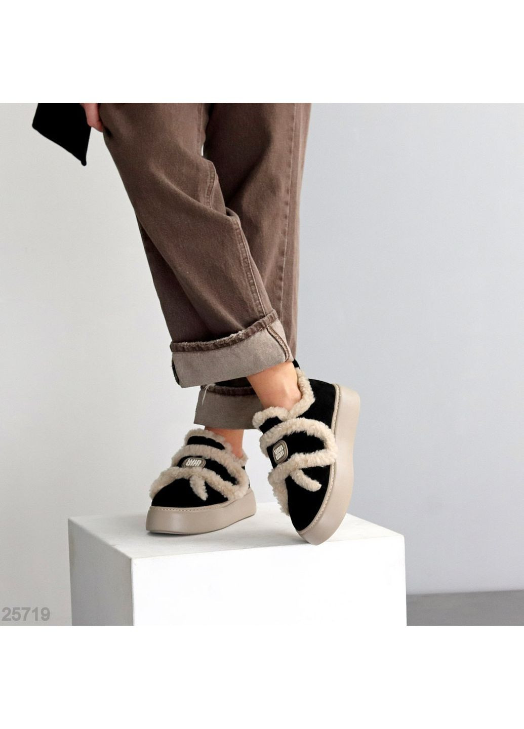 No Brand Зимові автоледі чорний з натуральна замша, — зима (368375863)