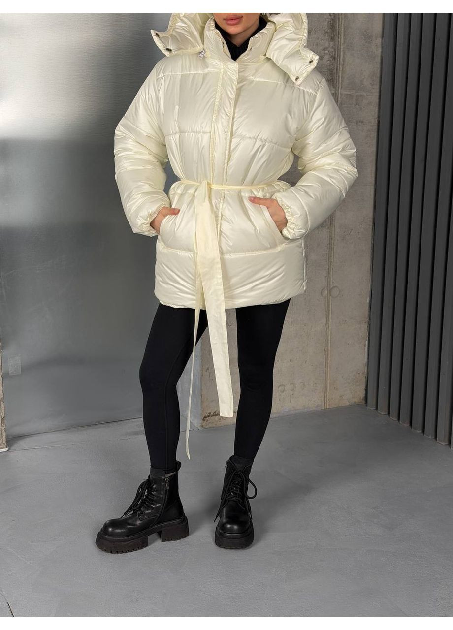 Молочная зимняя женская куртка Asi.Store.ua
