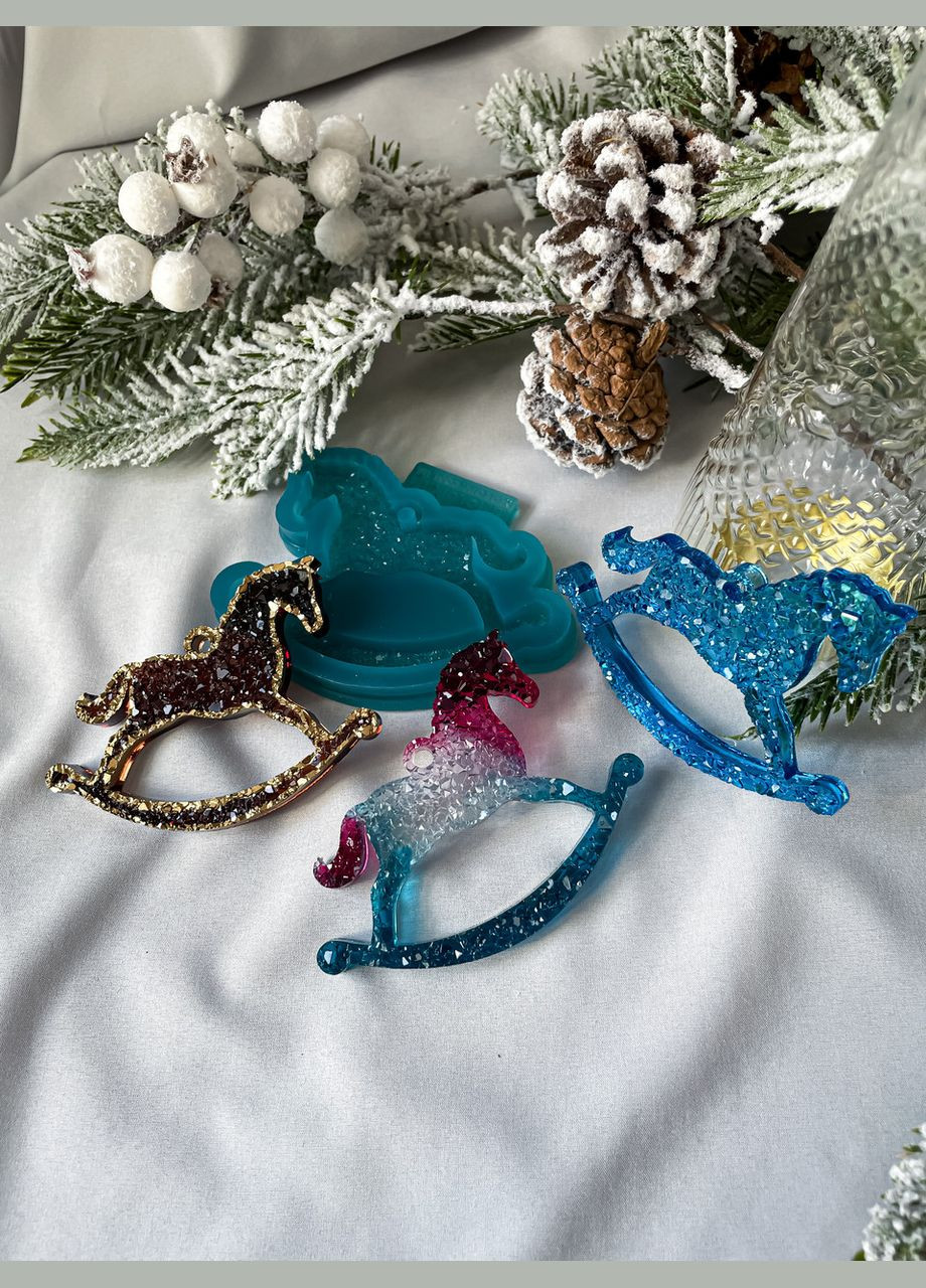 Молд кристалічний кінь гойдалка форма для новорічних іграшок на ялинку силіконова форма для епоксидної смоли No Brand (370566965)