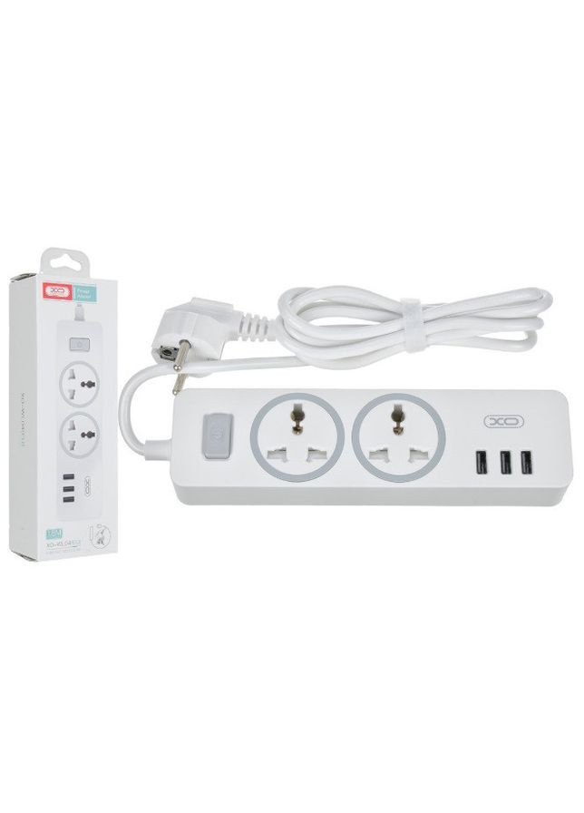 Мережевий подовжувач фільтр XO WL04 2 Розетки 3 USB 1.8 м Білий Ldnio (297331607)