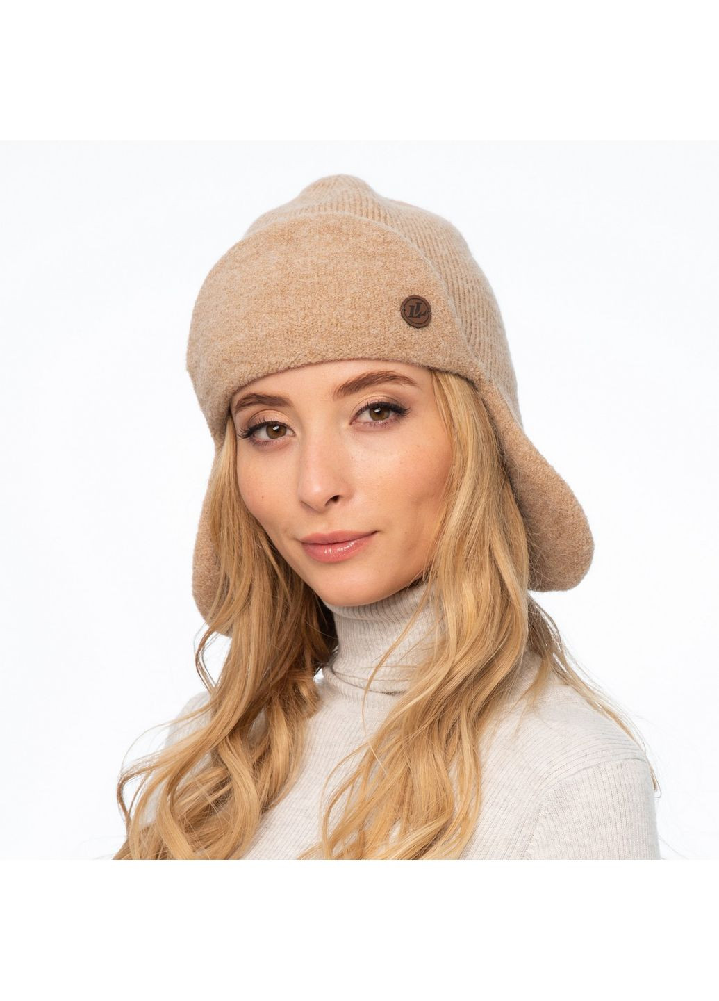Шапка вушанка жіноча акрил бежева IDA LuckyLOOK 039-551 (322791569)