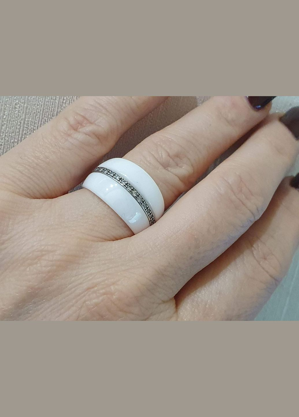 Серебряное кольцо с керамикой и фианитами. С1107Б Aurora (315884150)