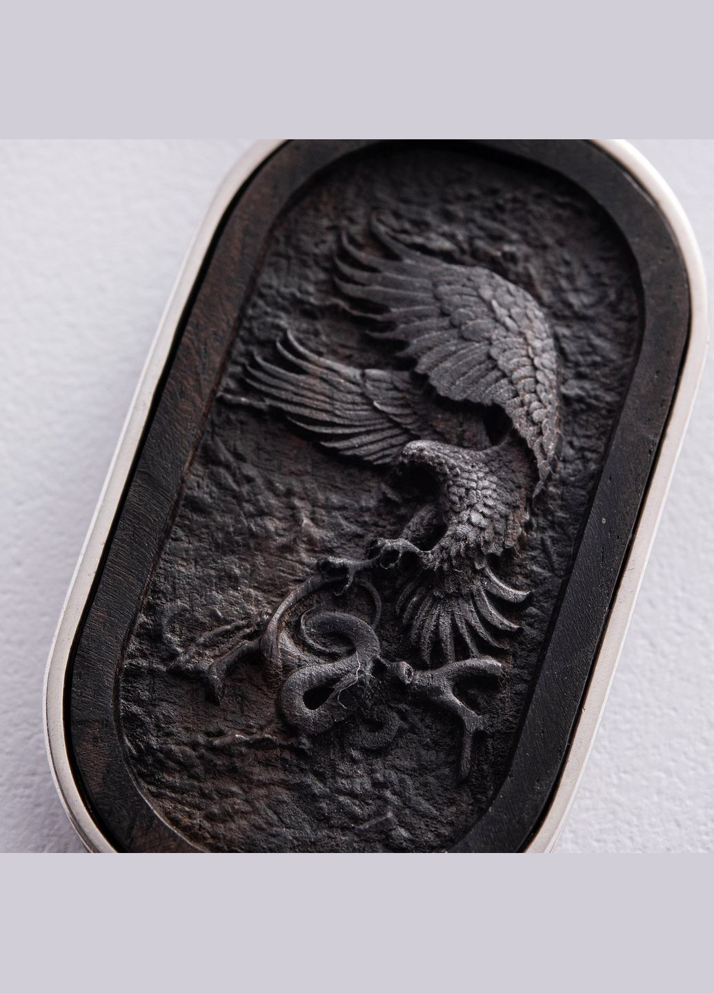 Серебряный кулон Св. Георгий Подебедоносец с эбеновым деревом 950 Oniks (264392692)