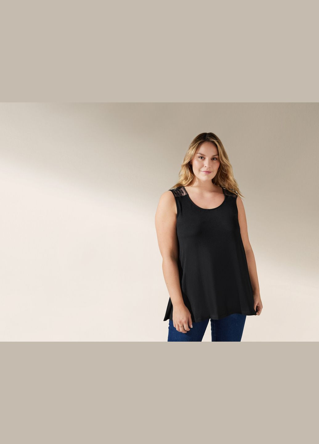 Топ с кружевной вставкой для женщины Lenzing EcoVero 416363 Esmara (329821178)