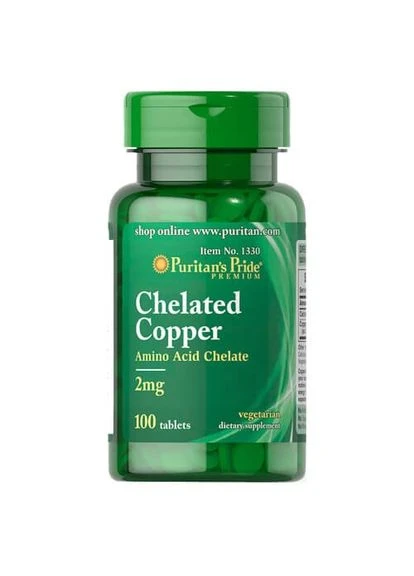 Puritan's Pride Copper Chelate 2 мг 100 таб. Puritans Pride (387021958)