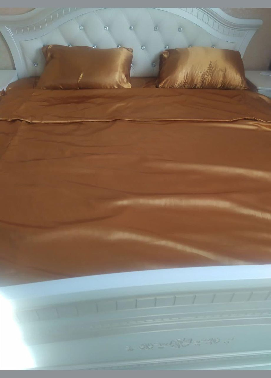 Постельное атласное белье Евро 200 x 220 см Золотистый + 4 x 50 x 70 (В141402-5-02) No Brand (348095451)