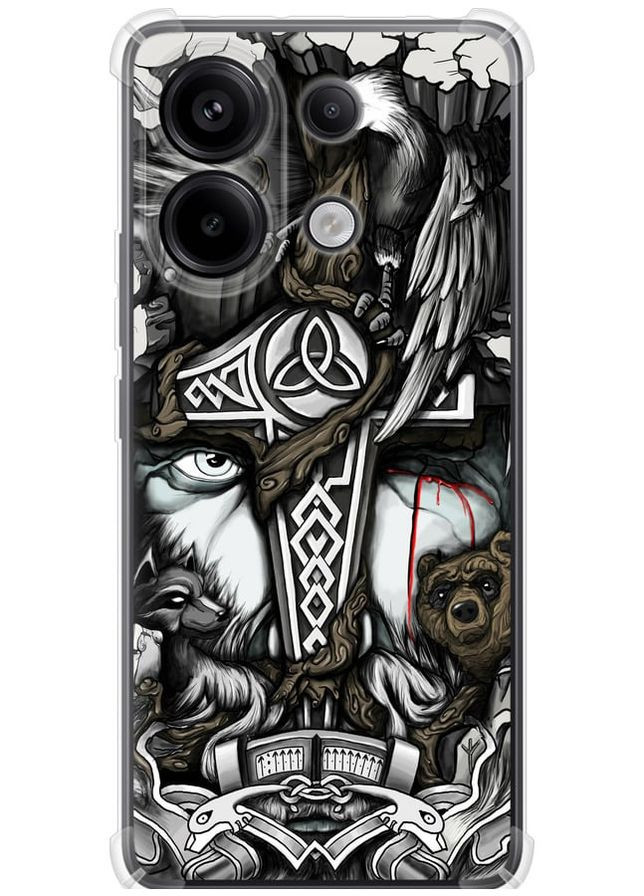 Силіконовий протиударний с посиленими кутами чохол 'Тату Вікінг' для Endorphone Xiaomi Poco M6 Pro (337991003)