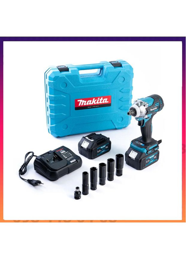 Безщітковий акумуляторний ударний гайковерт TW007GM 500Hm (48V 6AH) з набором головок Макіта Makita (368682218)