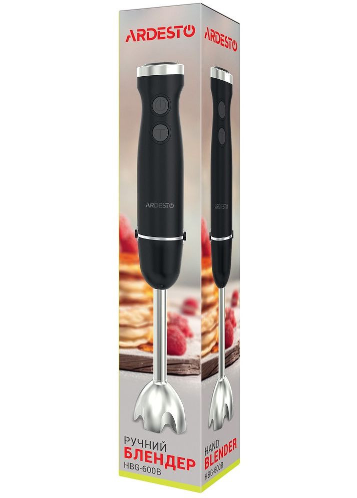 Блендер HBG-600B, Black, 600W, понурювальний, 5 швидкостей, турборежим, 1 насадка Ardesto (314746467)