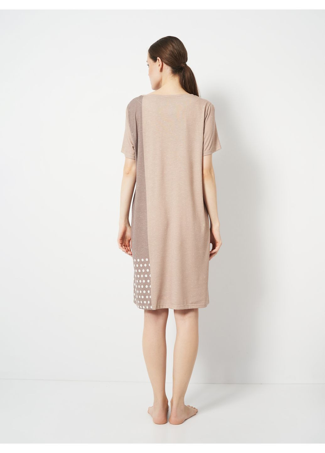 Бежевое домашнее домашнее платье Cotpark с цветочным принтом