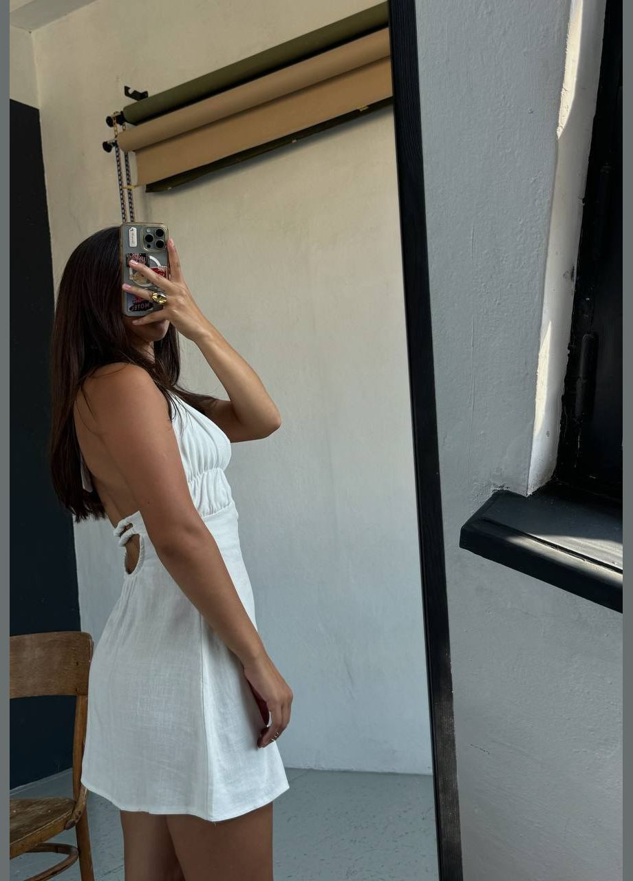 Молочна кежуал міні сукня з відкритою спиною дзвін Adelante однотонна