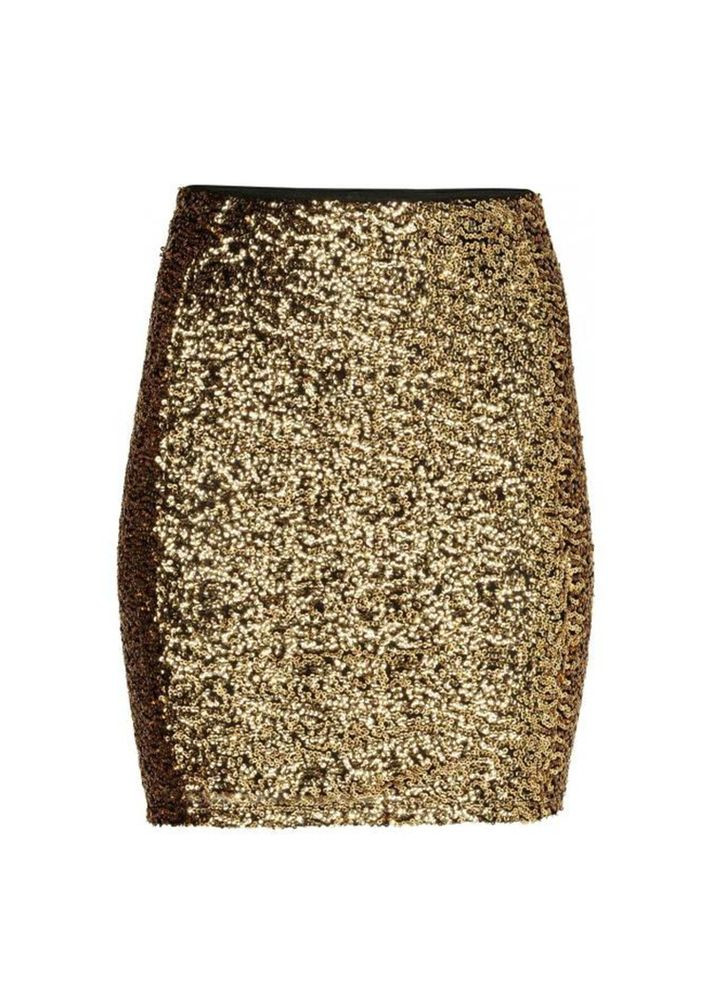 Золотая кэжуал однотонная юбка H&M