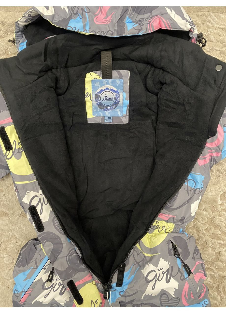 Дитячий зимовий суцільний мембранний термокомбінезонн а дівчинку 110-146 Dizumer No Brand (369735408)