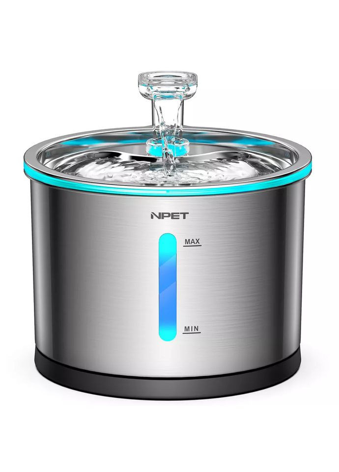 Питний фонтан для котів та собак WF210 1.5L, поїлка з нержавіючої сталі з підсвічуванням NPET (299915577)