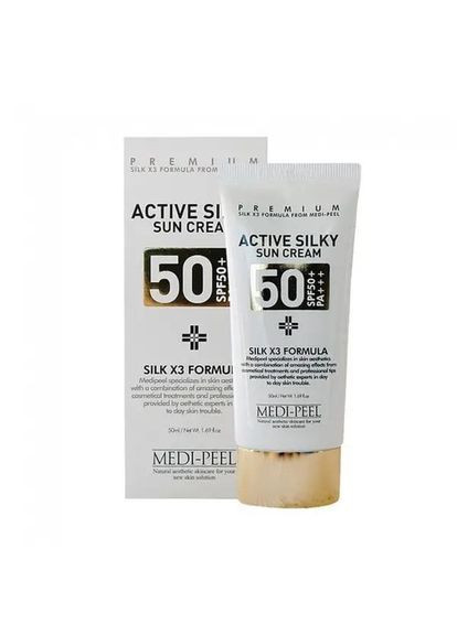Medi Peel Сонцезахисний крем з пептидами та амінокислотами шовку Medipeel Active Silky Sun Cream SPF50PA, 50 мл — Крем, Південна Корея (305612321)