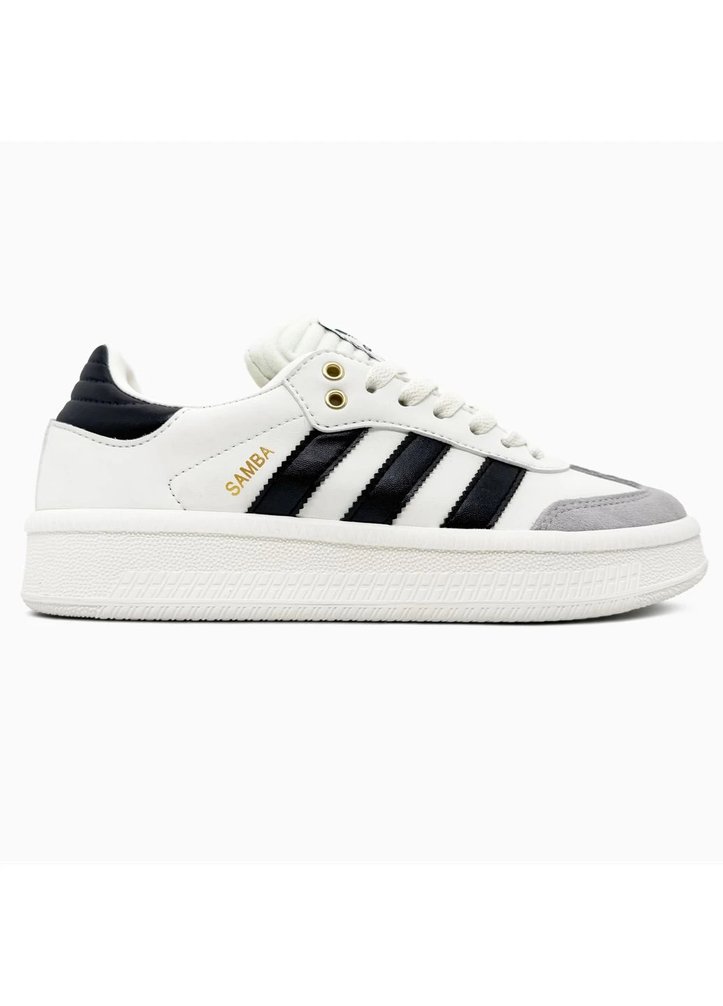 КРОССОВКИ ЖЕНСКИЕ ADIDAS SAMBA XLG WHITE/BLACK АДИДАС САМБА БЕЛЫЕ No Brand белые демисезоны (391065175)
