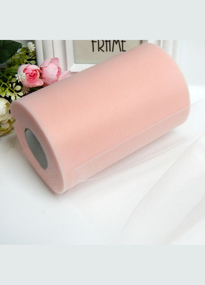 Фатин однотонний, сітчаста стрічка, 15 см, 46 персиковий No Brand (340483660)