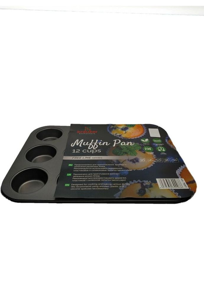 Форма для выпечки кексов KR-78201 35х26,5х3 см черная Krauzer (324624028)