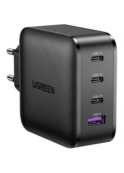 Зарядний пристрій Ugreen cd224 65w usb + 3xtype-c pd gan charger (black) (268141353)