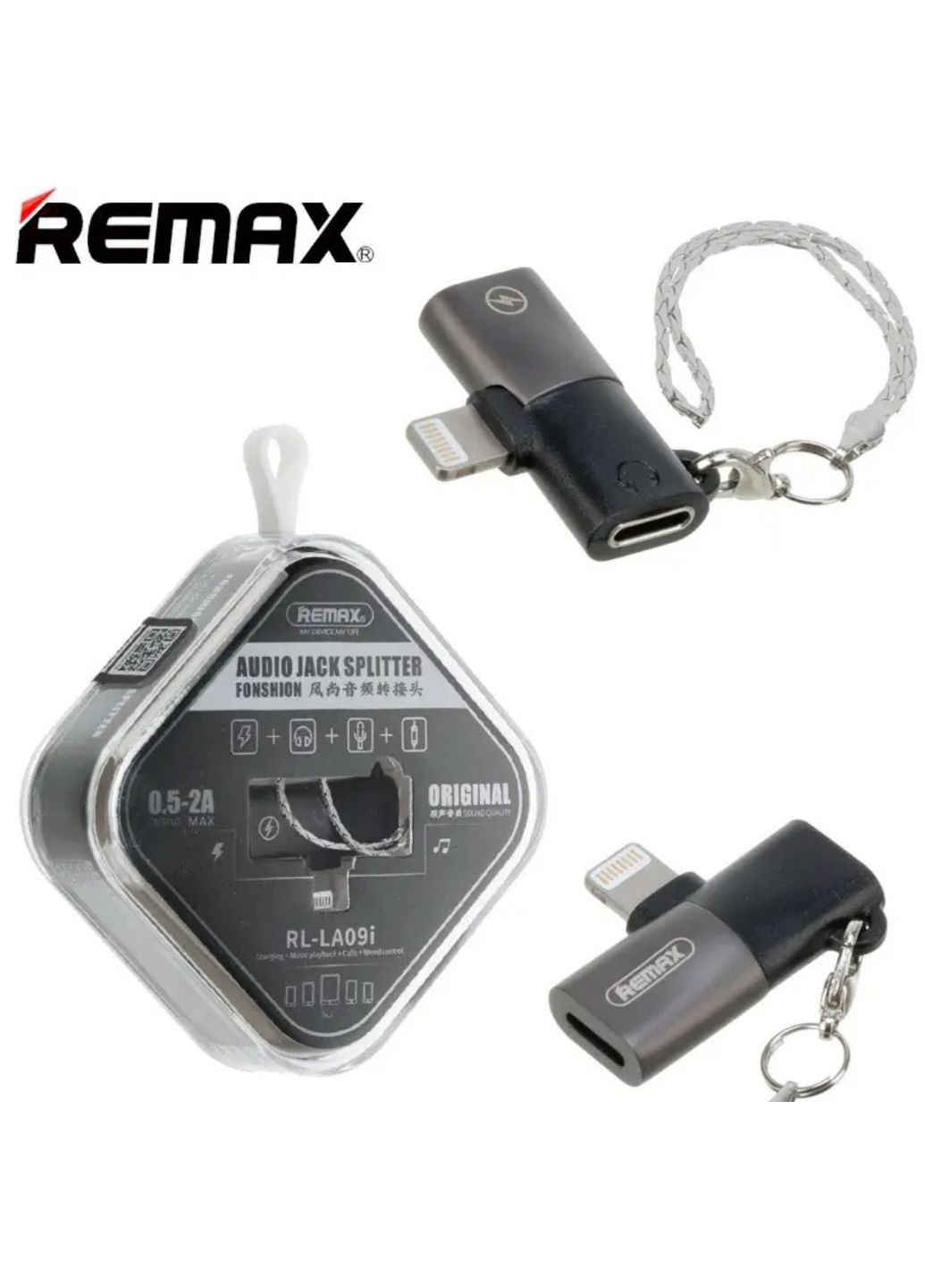 Переходник RL-LA09i с Lightning (Iphone) на зарядку (Lightning) и аудио (Lightning) / Remax (335257490)