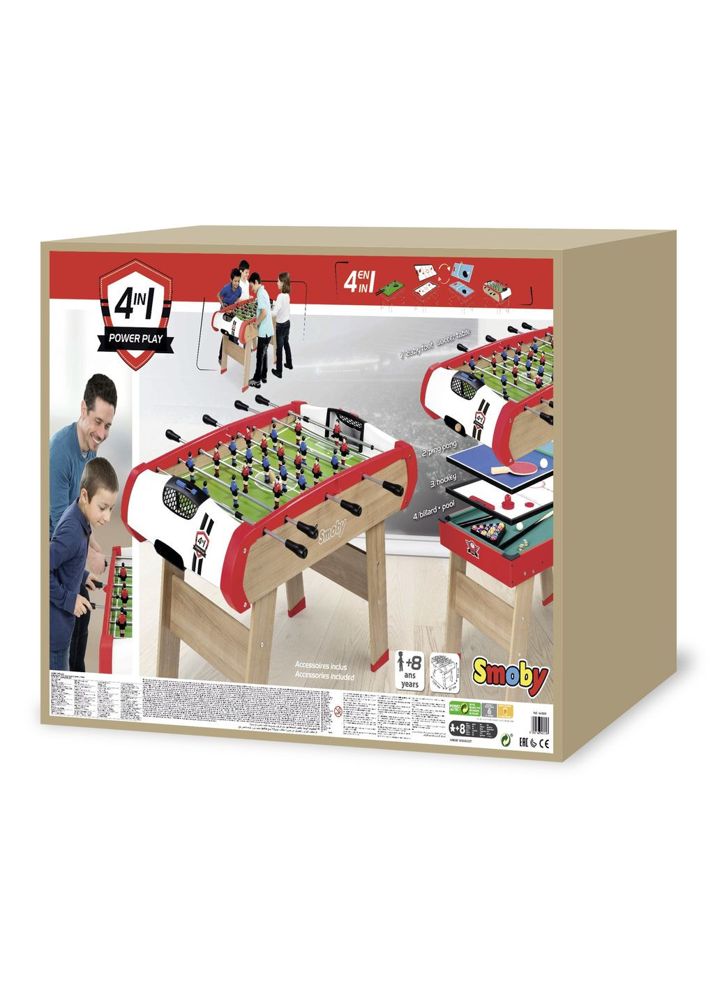 Дерев'яний багатофункціональний стіл Павер Плей 4 в 1, 120х90х87 см () Smoby 7600640002 (361400236)