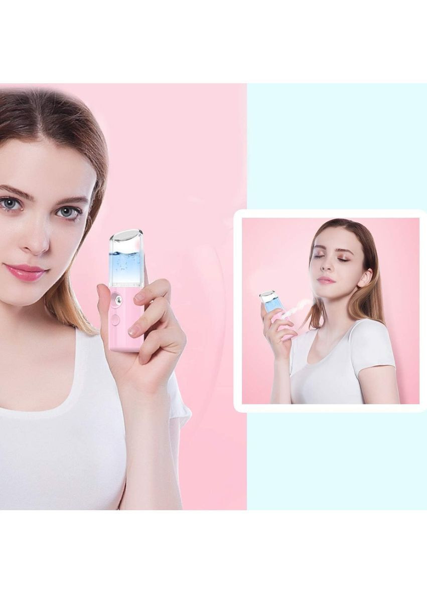 Увлажнитель для лица с аккумулятором, портативный мини аромараспылитель 30 мл для ухода за кожей Nano, розовый More (369156990)
