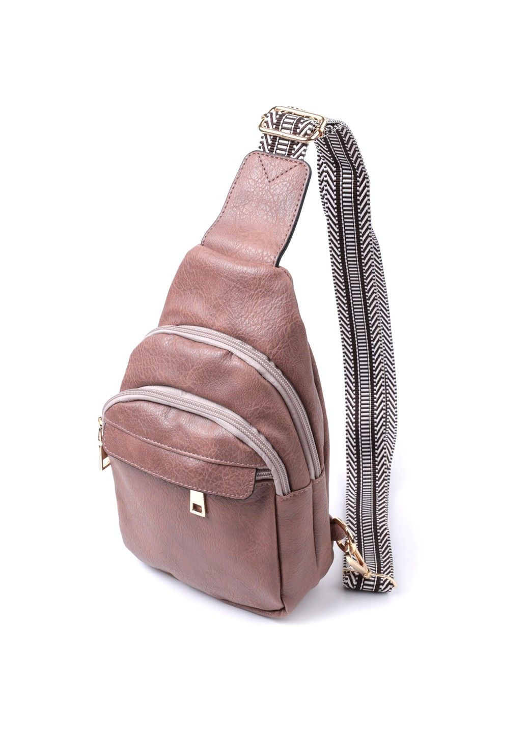 Стильная женская сумка через плечо с отверстием для наушников из экокожи 22786 Коричневый Vintage (303877212)