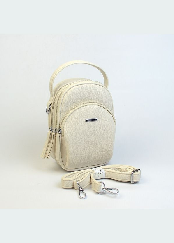 Бежева жіноча маленька вертикальна сумочка крос боді для телефону через плече Alex&Mia (338182399)