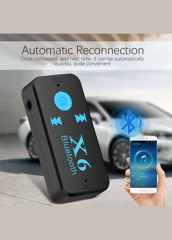 Bluetooth адаптер для дротових Навушників BT-X6 - FM передавач з телефону на Автомагнітолу - FM модулятор - AUX (510233) Clefers (300694628)