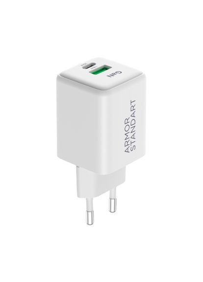 Зарядний пристрій (ARM77549) ArmorStandart AR371 30W GaN Type-C + USB White (369880367)