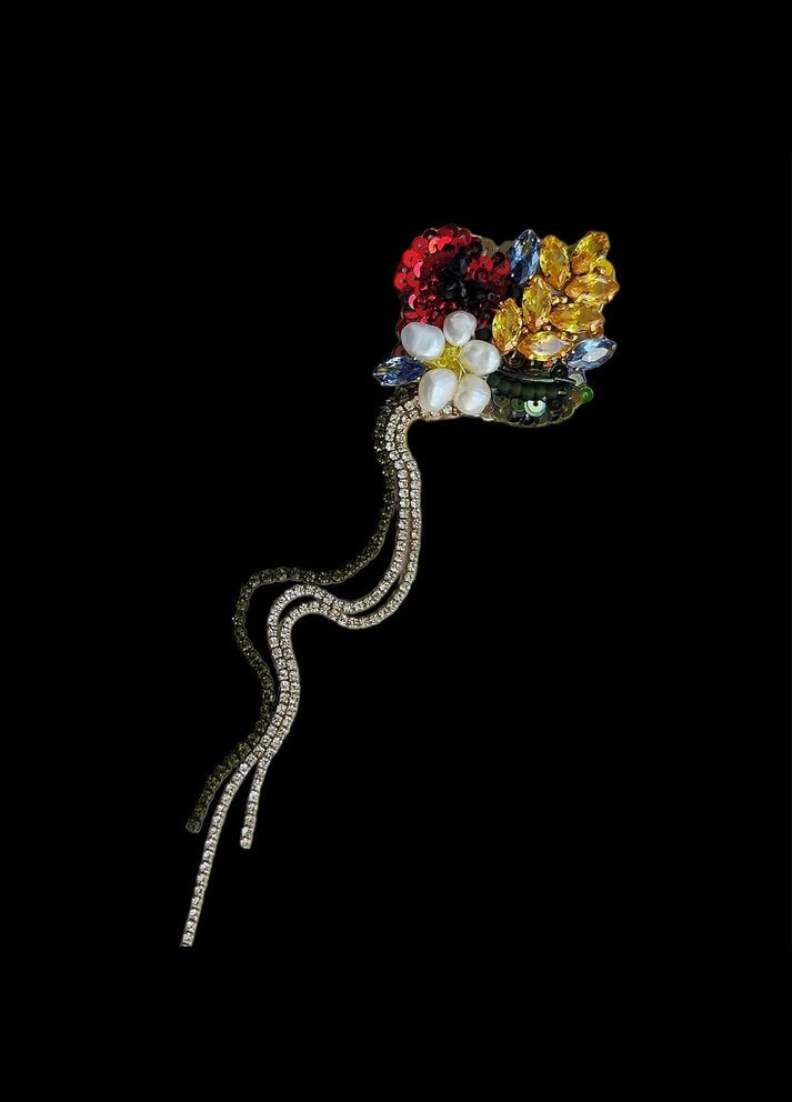 Брошка колосок з квіткою маку та ромашки (BR-18) Ksenija Vitali (296489607)
