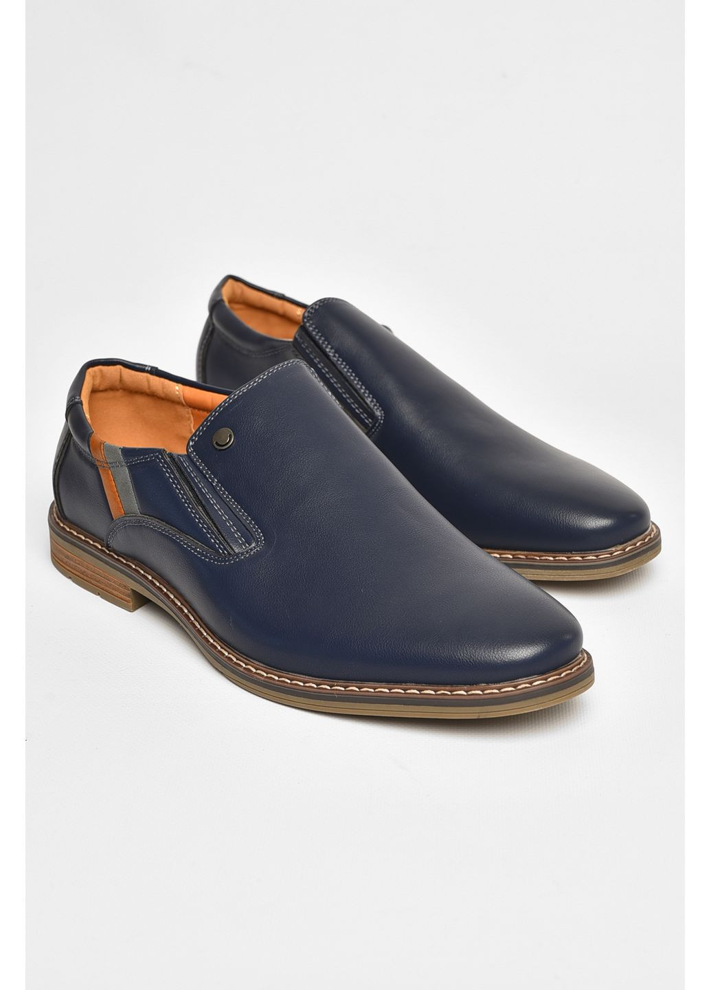Синие джинсовые туфли мужские темно-синего цвета Let's Shop на резинке