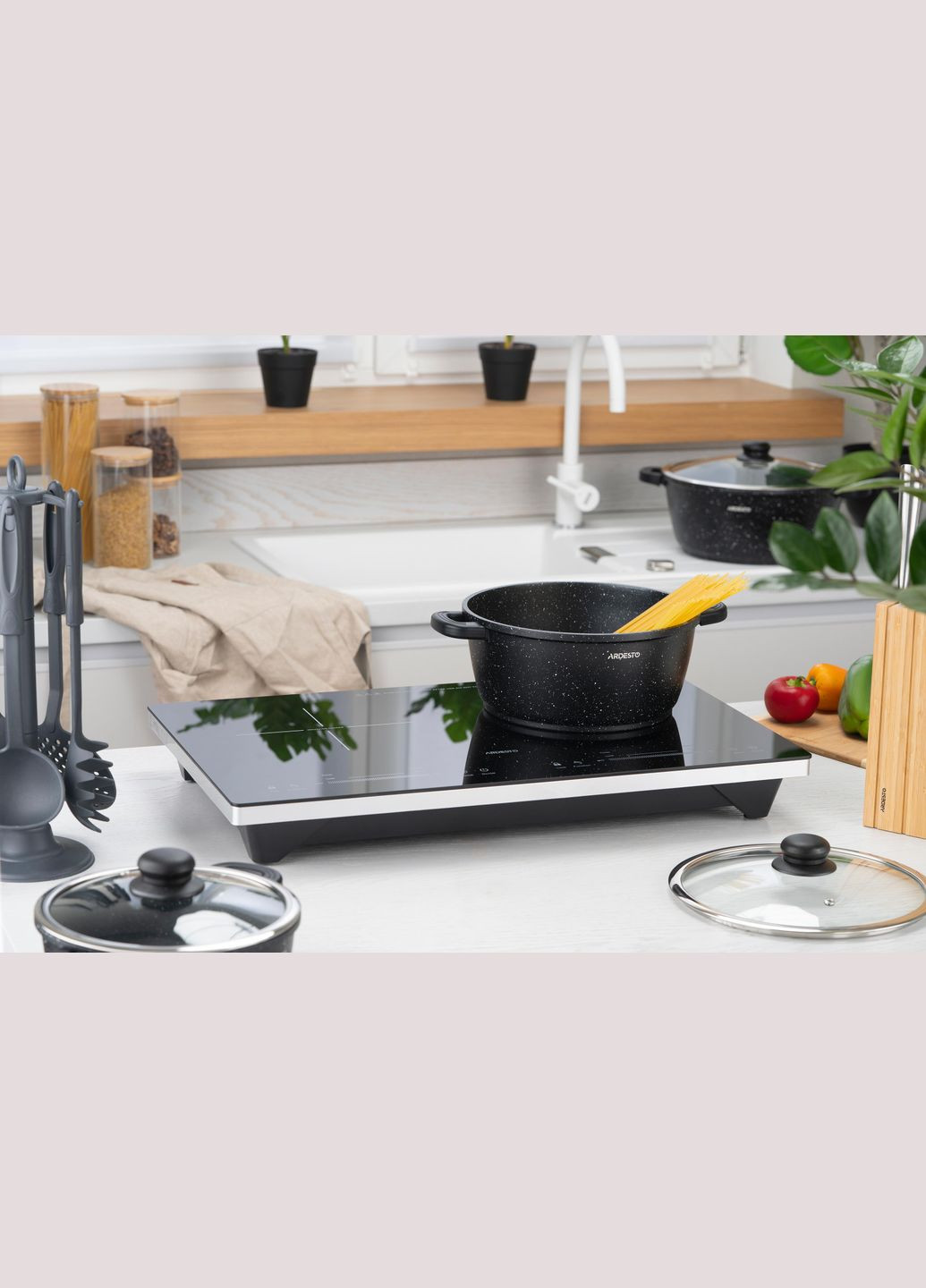 Кастрюля Gemini Anzio, стеклянная крышка, 20 см, черный мрамор, алюминий Ardesto (314747557)