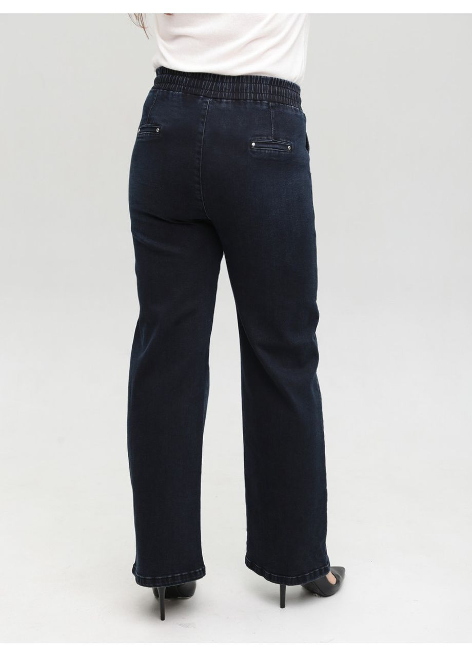 Джинси жіночі темно-сині палаццо з гумкою на поясі Палаццо Sanli - (358501758)